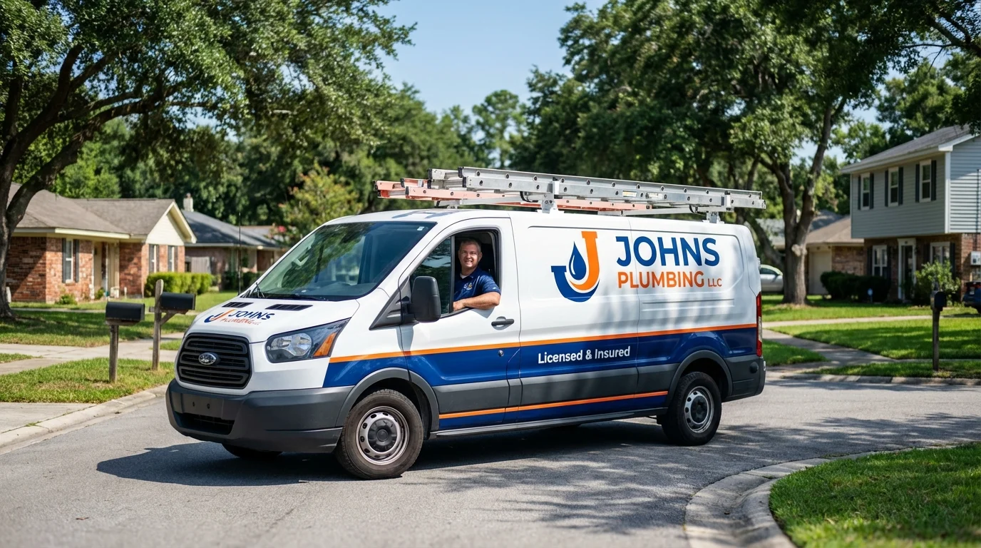 Johns Plumbing LLC service van in Woodburn, IN