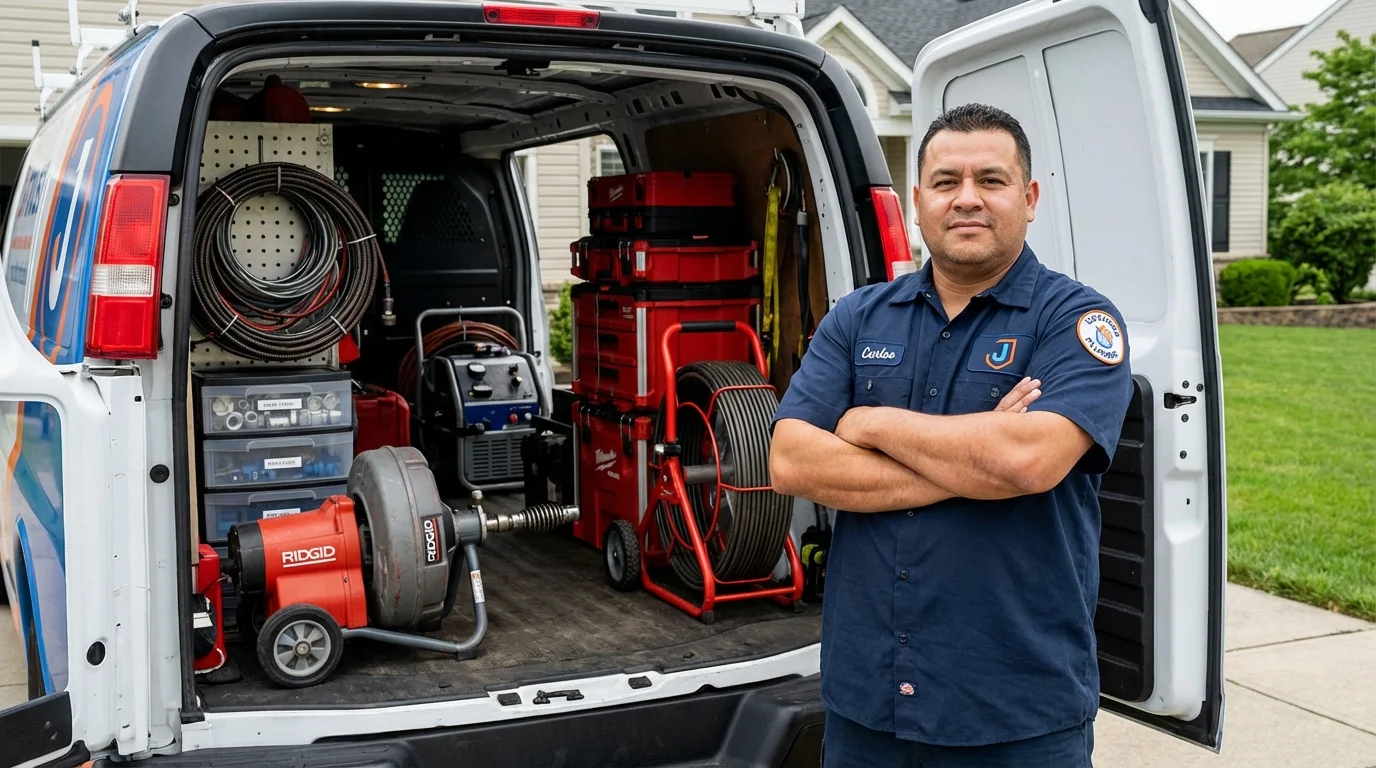 Professional drain cleaning equipment and Johns Plumbing LLC plumber in Woodburn